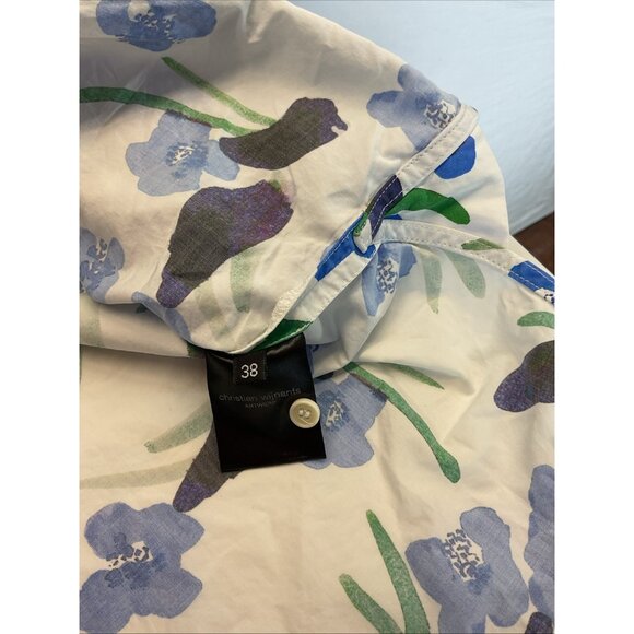 Christian Wijnants Antwerp top Size 38 Poplin Blue floral oversize preppy US M/L - Picture 4 of 9